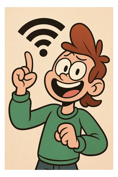 WiFi symbol, playful cartoon style sticker