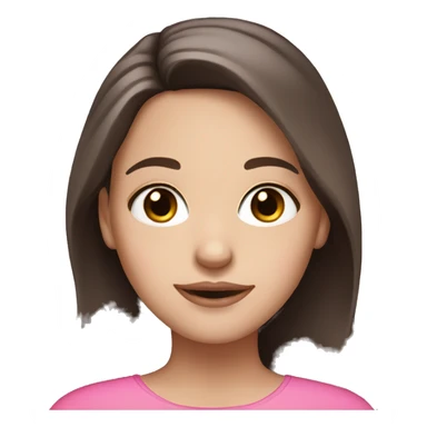 white girl with dark brown hair dark brown eyes dressed in pink sticker