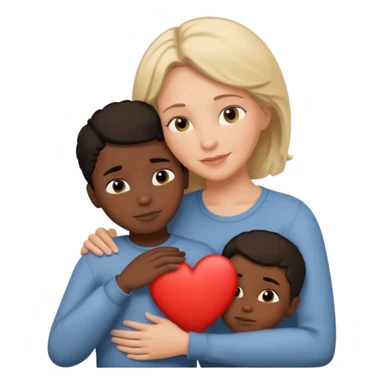 love from a white mother to a black son with a heart sticker