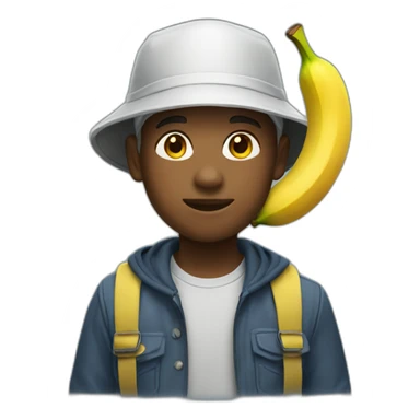 A Boy with An Banana bucket hat sticker