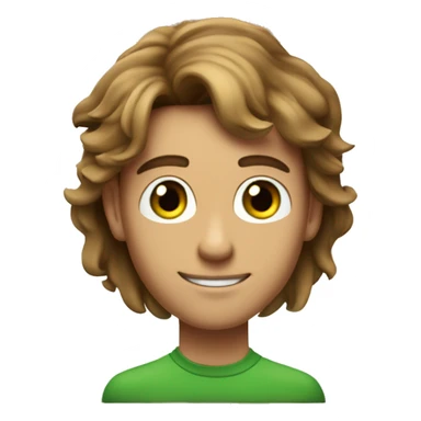 a light-skinned green-eyed man with styled brown hair (brushed back) sitting in front of the long white paper scroll sticker