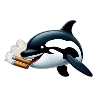 orca face smoking a cigarre in his mouth sticker