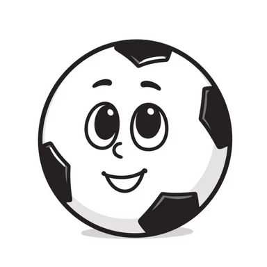 A hand-drawn football/soccer ball with an adorable face and expression sticker