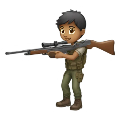boy aiming with rifle sticker
