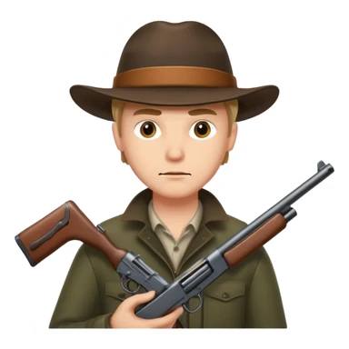 man hunter holding a gun, simple, clear expression sticker