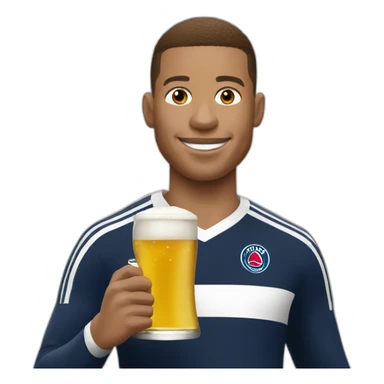 Kilian Mbappé with a beer sticker