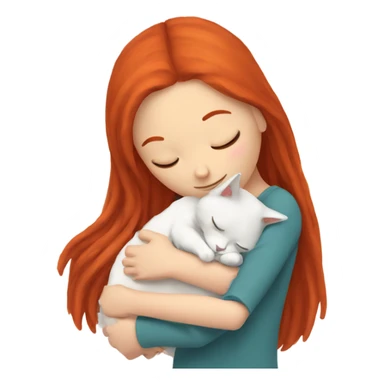 Red hair girl sleeping with ragdoll sticker
