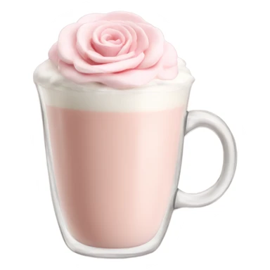 Light Pink latte classy in glass with flower sticker