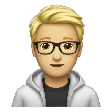 boy with rectangular black glasses and blond hair sticker
