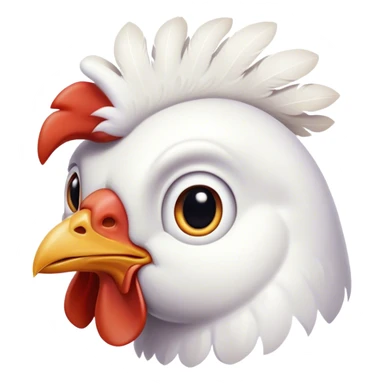 Cinematic Noble White Chicken Portrait Emoji, Poised and regal, with a compact, sturdy build and a pristine, well-groomed pure white plumage, deep-set soulful beady eyes, Simplified yet sharp and sophisticated features, highly detailed, glowing with a soft, dignified glow, high shine, intelligent and alert, stylized with an air of barnyard elegance, focused and attentive, soft glowing outline, capturing the essence of a watchful and confident fowl, so majestic it feels as though it could strut out of the screen with effortless authority! sticker