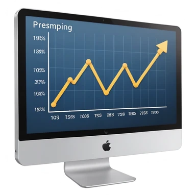 computer screen displaying a single presentation slide with a title line and a chart icon sticker