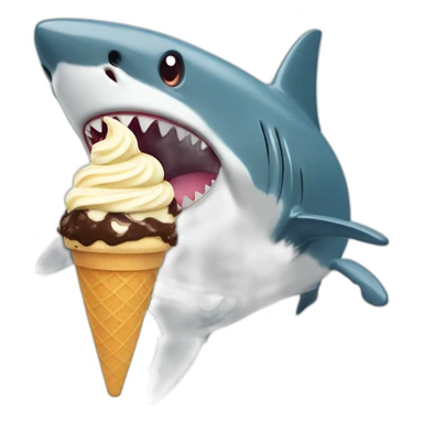Shark eating ice cream  sticker
