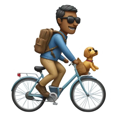 Human riding a bike with a backpack. There’s a dog in the backpack and it is wearing sunglasses  sticker