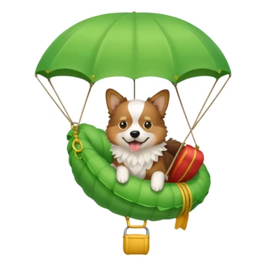 dog riding green parachute sticker