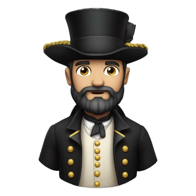a wealthy pirate with deep knowledge in mechanics and a black suit and a top hat and a short beard sticker