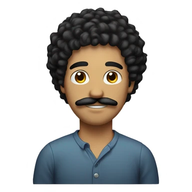 Guy with black curly hair with a mustache  sticker