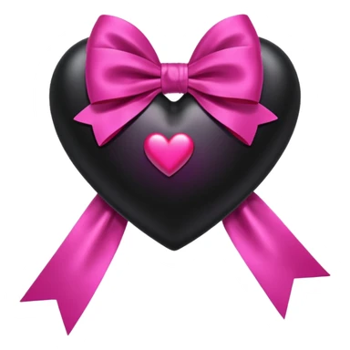 Cuore nero con Fiocchetto fucsia sticker