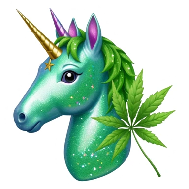  a Glitter unicorn with a Weed leaf sticker