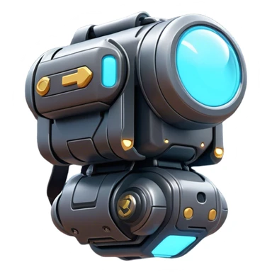 Clash of Clans aesthetic: Cinematic Playful 3D Isometric Jetpack Emoji, rendered in a 3D vector-style similar to standard emojis with minimal shading and bold, simplified shapes. A compact, distinct form with signature details, softly glowing with a futuristic sci-fi warfare charm. Simplified yet unmistakably iconic, highly detailed and consistent, glowing with a soft radiance and high shine. Stylized with a touch of high-tech brilliance and a soft glowing outline, capturing the essence of a beloved gaming relic with a friendly, playful manner! sticker