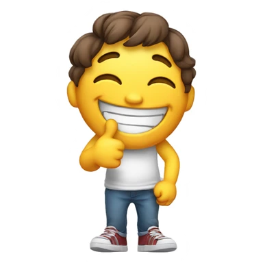 laughing while crying with a thumbs up sticker