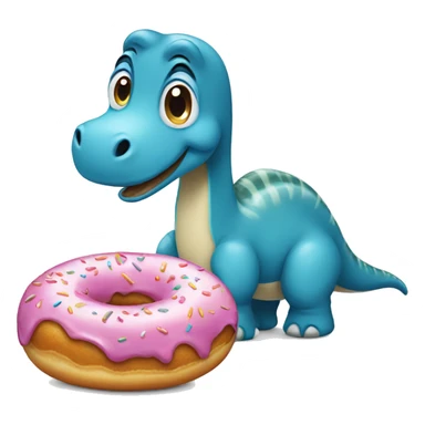 Brontosaurus blue with donut  sticker