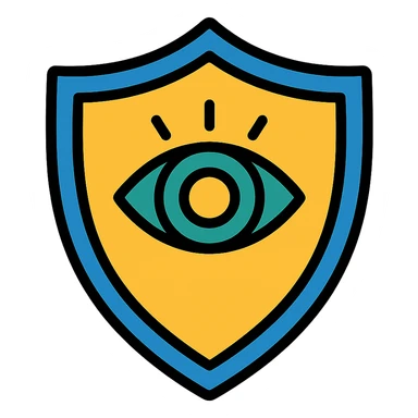a shield featuring the Eye of Ibad, stylized and bold, fantasy icon sticker