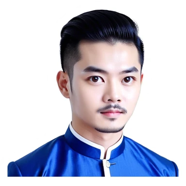 Nam 15 tuổi, da trắng, tóc under cut màu xanh lá cây vuốt ngược ra sau, áo khoác cao cổ da màu đen, đeo khuyên tai màu bạc sticker