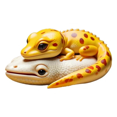 Meme-Worthy Cute Sleeping Gecko Portrait Emoji, Head resting peacefully with a contented smile, showcasing a diminutive, patterned body with smooth scales and eyes gently closed in serene slumber, Simplified yet adorably endearing features, highly detailed, glowing with a soft, drowsy tropical light, high shine, relaxed and utterly lovable, stylized with an air of playful laziness, soft glowing outline, capturing the essence of a sleeping gecko that feels destined to become the next viral icon of adorable rest! sticker