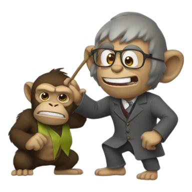 monkey professor beating a ogre sticker