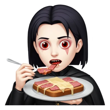 goth vampires eating a SPAM meat dinner sticker