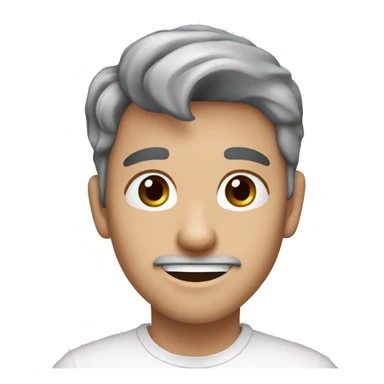 A 16 old boy with brown hais and blue grey eyes. With  white tshirt sticker