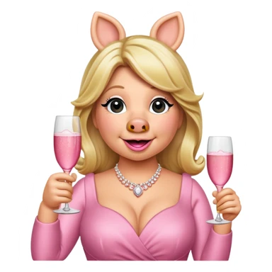 miss piggy pink champagne cheers  sticker