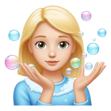 Closeup dainty hands foaming soap bubbles sticker