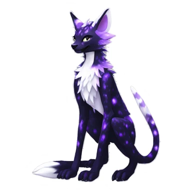 Epic Edgy Black White Purple ethereal eldritch Sergal-shiny sparkle starry Serval-Fionbri full body sticker