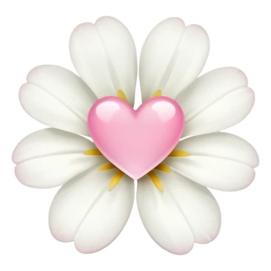 only white white flower with mini pink heart center  sticker