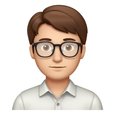 man developer brown hair, glasses sticker
