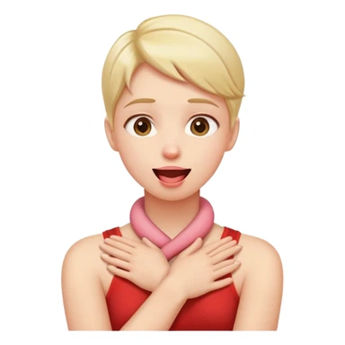 Arms crossed while hands around neck with tounge out sticker