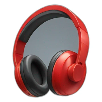 red headphones with microphone sticker