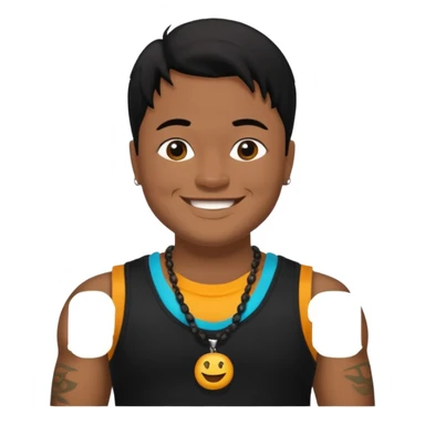 J Boog medium dark skin, black hair, black tank top with necklace sticker