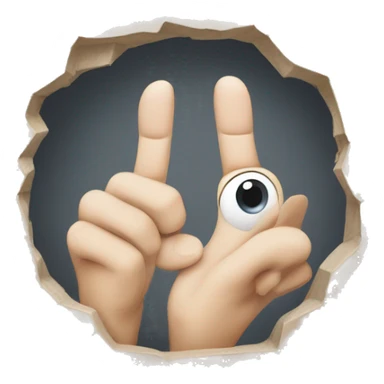 An elongated hole with the hands, with fingers indicating towards one end and the thumbs to the other sticker