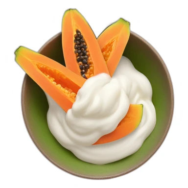 papaya slices with white milk powder as topping on a bowl sticker