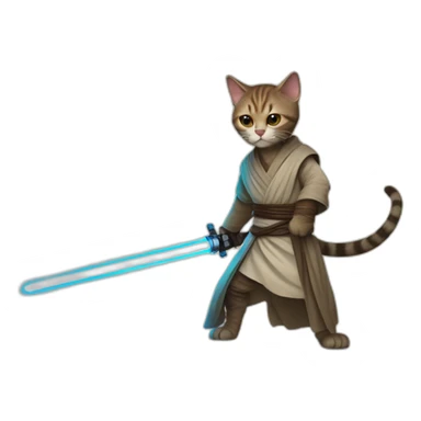 jedi cat with lightsaber sticker