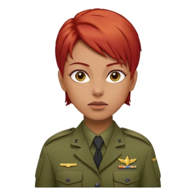 female soldier red hair style sticker