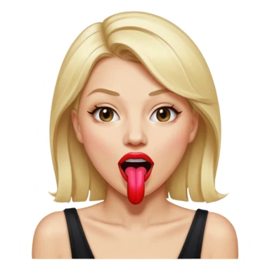 Woman head, blonde, slim, mouth wide open, tongue out, throat showing
 sticker