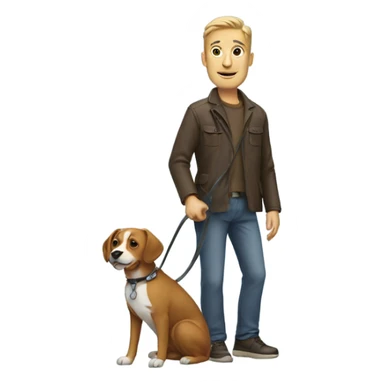 Man holding dog on leash   sticker