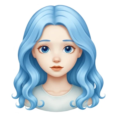 A beautiful albino girl with blue hair and white silky long wavy hair sticker