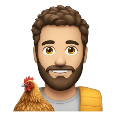 Brunette beardy man with chicken sticker
