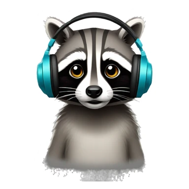 Racoon with head phones on sticker