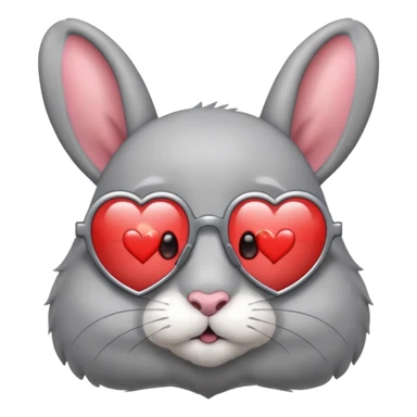 Gray bunny wearing heart-shaped glasses. sticker