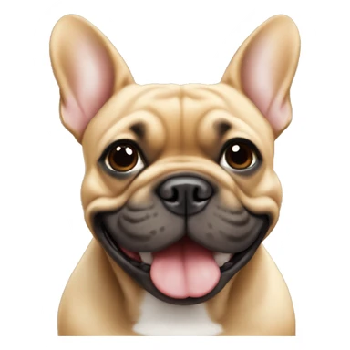 Black and tan (light brown) colored French bulldog smiling sticker